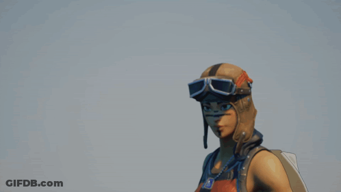 A Woman Blowing Bubbles In A Video Game With The Letter R On Her Chest GIF