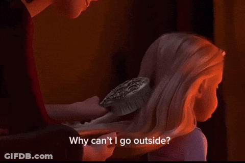 A Woman Brushing A Girl 'S Hair With The Words The Outside World Is A Dangerous Place Below Her GIF