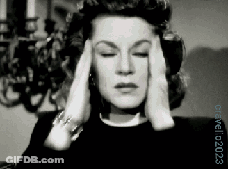 A Woman Covering Her Ears With Her Hands In A Black And White Photo GIF