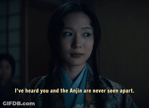 A Woman Drinking From A Cup With The Words " I 'Ve Heard You And The Anjing Are Never Seen Apart " Below Her GIF