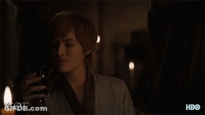 A Woman Drinking From A Glass With The Word Got On The Bottom Right GIF