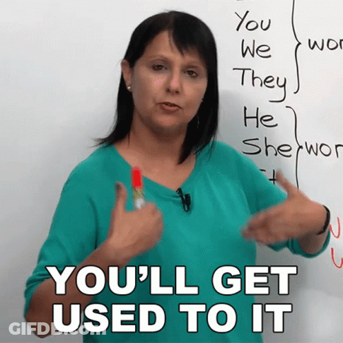 A Woman Giving A Thumbs Up With The Words You 'Ll Get Used To It GIF