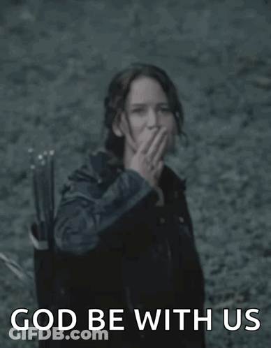 A Woman Giving The Middle Finger And The Words God Be With Us GIF