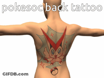 A Woman Has A Tattoo Of A Pokemon On Her Back GIF