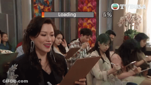 A Woman Holding A Clipboard With A Loading Bar Above Her GIF