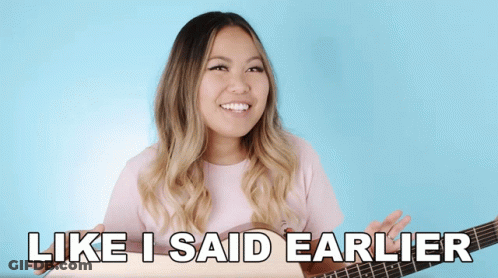 A Woman Holding A Guitar With The Words Like I Said Earlier On The Bottom GIF