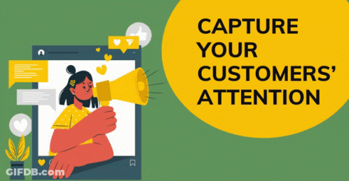 Woman Holding Megaphone Capture Customers Attention GIF