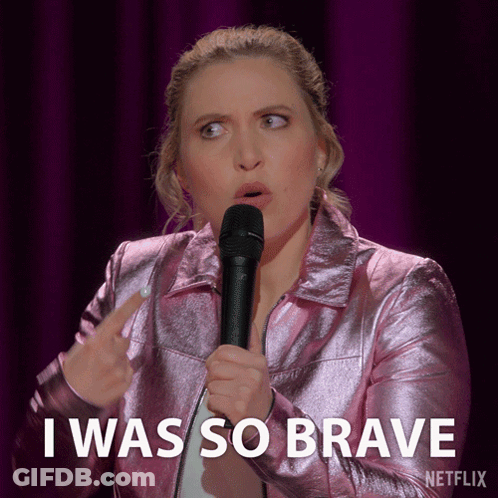 Woman Holding Microphone Saying I Was So Brave GIF