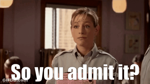 A Woman Holding A Piece Of Paper That Says So You Admit It On It GIF