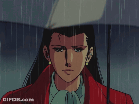 Woman Holding Umbrella In Rain GIF