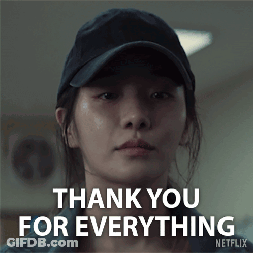 A Woman In A Baseball Cap Says Thank You For Everything GIF