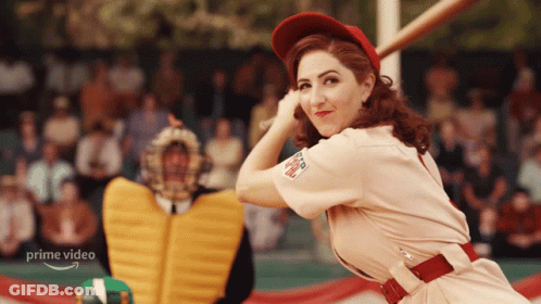 Woman Swinging Bat In Baseball Uniform Prime Video GIF