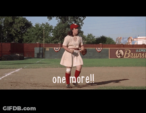 Woman In Baseball Uniform Saying One More GIF