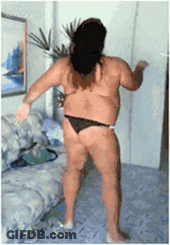 A Woman In A Bikini Is Dancing On A Bed GIF