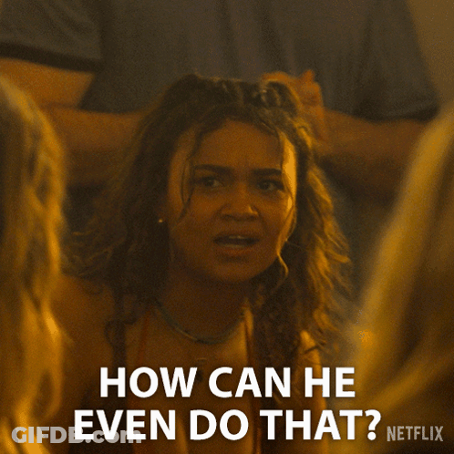 A Woman In A Bikini Says How Can He Even Do That GIF