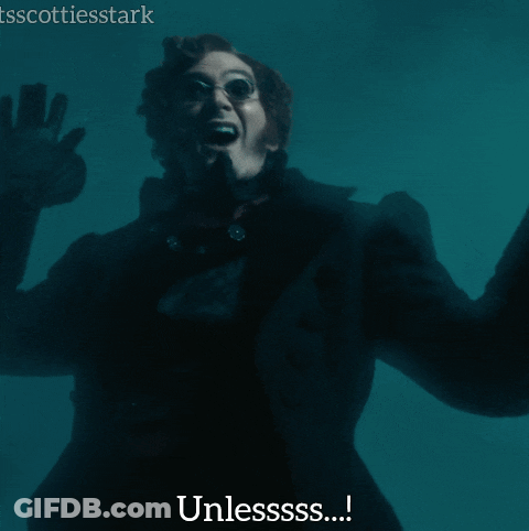 A Woman In A Black Coat Says Unlesssss GIF