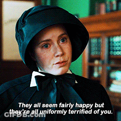 A Woman In A Black Hat Says They All Seem Fairly Happy But They 'Re All Uniformly Terrified Of You .. GIF