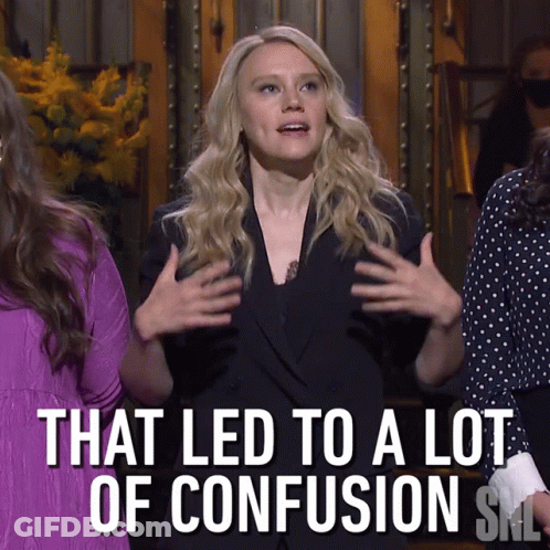 A Woman In A Black Suit Says That Led To A Lot Of Confusion GIF