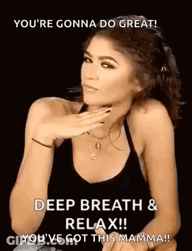 A Woman In A Black Tank Top Is Holding Her Hand To Her Chin And Says `` You 'Re Gonna Do Great ! '' GIF
