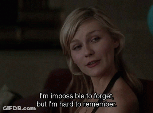 A Woman In A Black Top Is Saying I 'M Impossible To Forget But I 'M Hard To Remember GIF