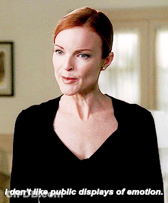 A Woman In A Black Top Says I Don 'T Like Public Displays Of Emotion GIF