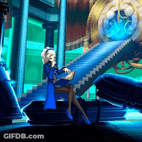 A Woman In A Blue Coat Sits On A Bench Reading A Book GIF