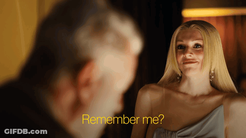 A Woman In A Blue Dress Asks A Man To Remember Her GIF