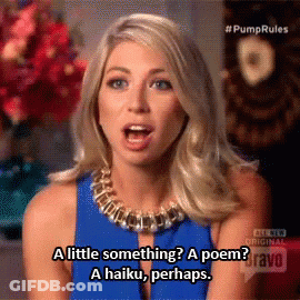 A Woman In A Blue Dress Says A Haiku Perhaps GIF
