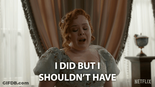 A Woman In A Blue Dress Says I Did But I Shouldn 'T Have GIF