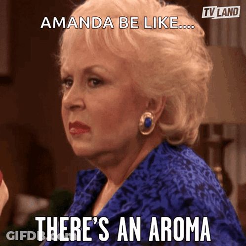 Woman In Blue Dress With Aroma Caption GIF