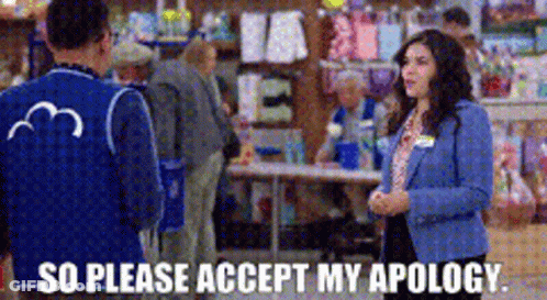 Woman In Blue Jacket Saying Please Accept My Apology GIF