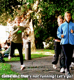 A Woman In A Blue Jacket Says Come On That 'S Not Running Let 'S Go ! GIF