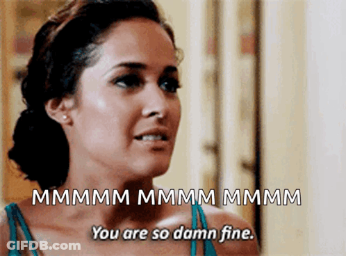 A Woman In A Blue Tank Top Is Saying You Are So Damn Fine . GIF
