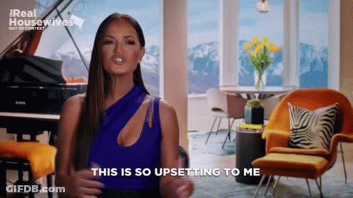 A Woman In A Blue Top Says This Is So Upsetting To Me GIF