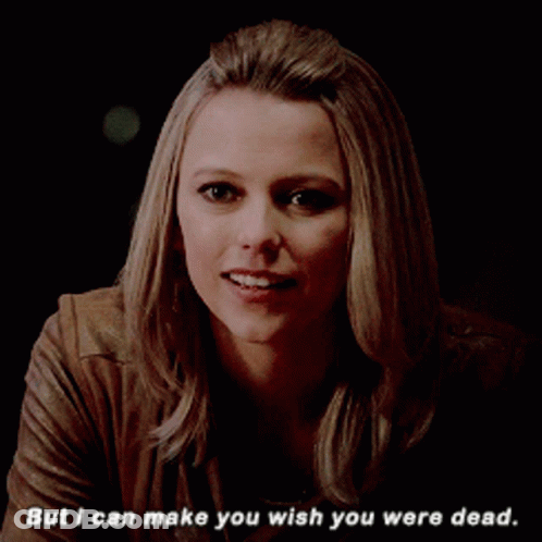 A Woman In A Brown Shirt Says But I Can Make You Wish You Were Dead GIF
