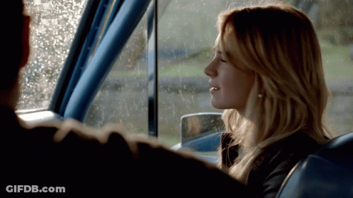 Woman Looking Out Car Window At Man GIF