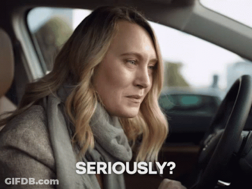 A Woman In A Car Says Seriously In White GIF