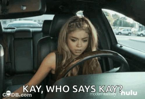A Woman In A Car With Kay Who Says Kay GIF