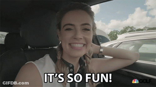 A Woman In A Car With The Words It 'S So Fun Behind Her GIF