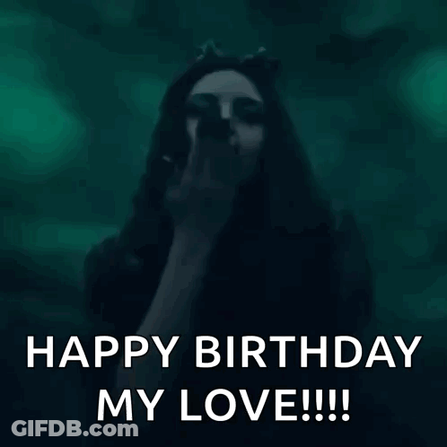 A Woman In A Cat Costume Is Blowing A Kiss And Saying Happy Birthday My Love . GIF