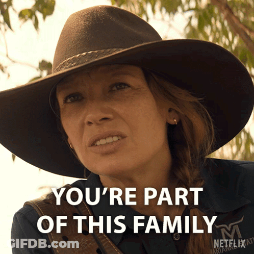 A Woman In A Cowboy Hat Says You 'Re Part Of The Family GIF