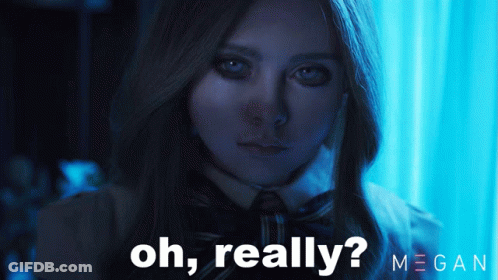 A Woman In A Dark Room With The Words Oh Really On The Bottom GIF