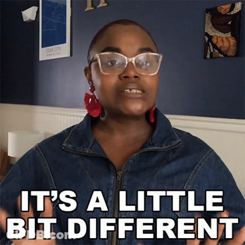 A Woman In A Denim Jacket Says It 'S A Little Bit Different GIF