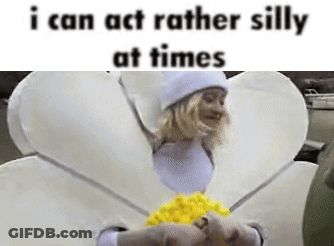 A Woman In A Flower Costume Says That She Can Act Rather Silly At Times . GIF