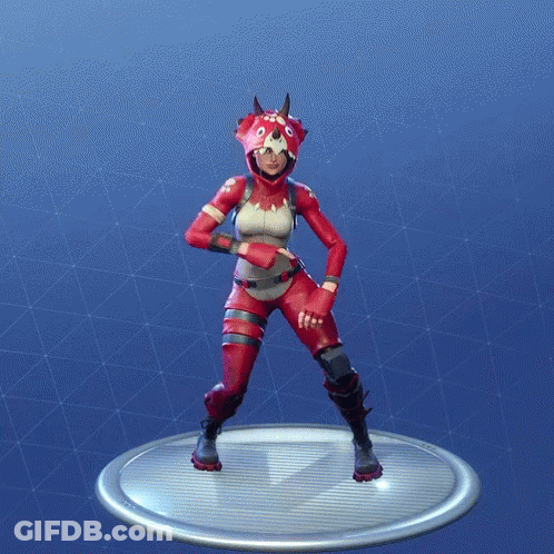 A Woman In A Fox Costume Is Dancing On A Platform GIF
