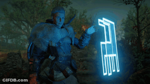 Woman In Fur Coat Holding Blue Glowing F GIF