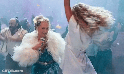 A Woman In A Fur Coat Is Singing Into A Microphone While Dancing In A Club . GIF