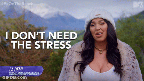 A Woman In A Fur Coat Says " I Don T Need The Stress " GIF