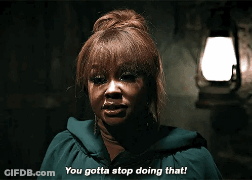 A Woman In A Green Dress Is Saying " You Gotta Stop Doing That " GIF