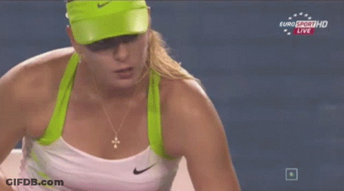 A Woman In A Green Hat And White Tank Top Is On Euro Sport Hd Live GIF